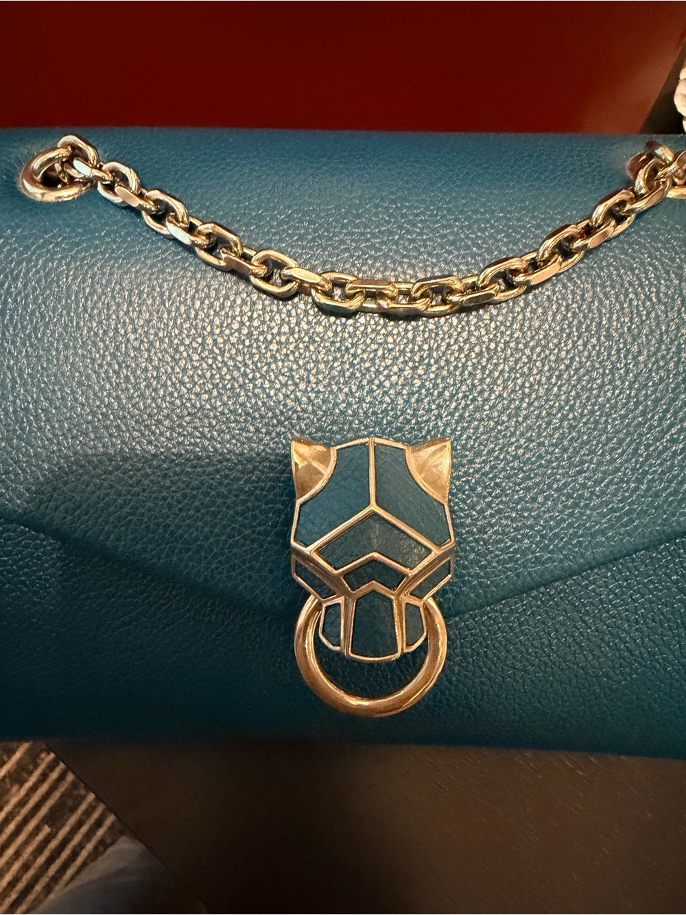 Cartier Panthere Graphique Small Leather Shoulder Bag with champagne Hardware - Picture 8 of 9